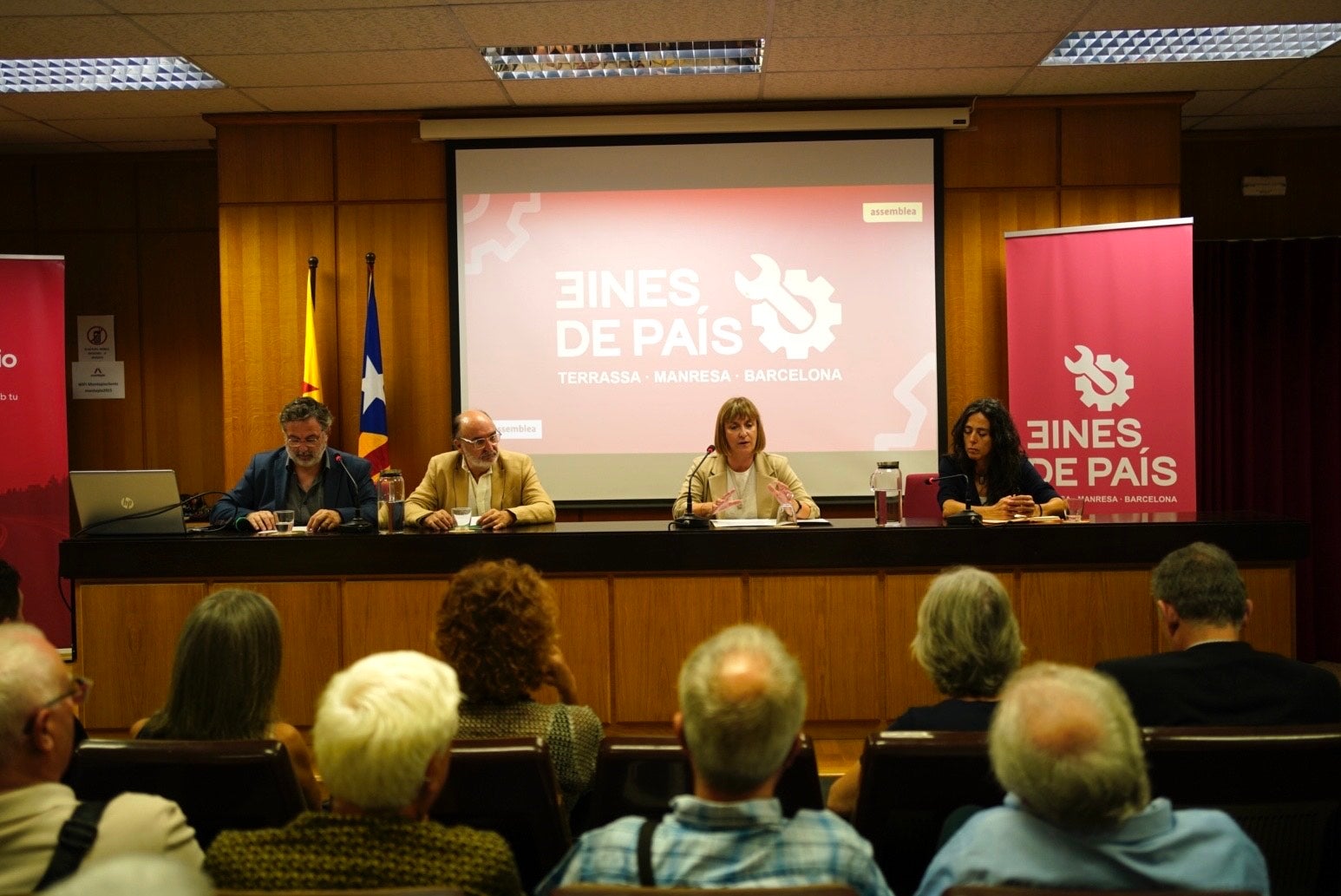 Els candidats d'Eines de País a les eleccions a les Cambres de Comerç Bartomeu Suaña (Manresa), Natàlia Cugueró (Terrassa) i Mònica Roca (Barcelona) / Mireia Comas