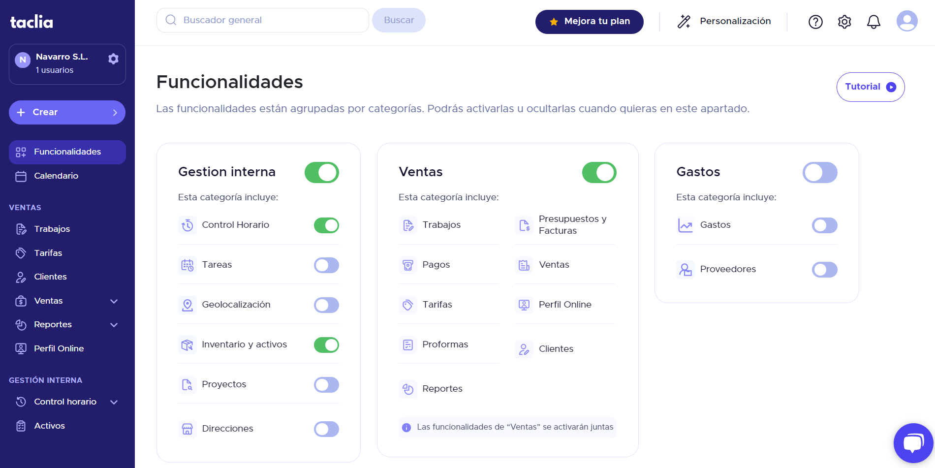 Imatge de l'aplicació de Taclia / Taclia