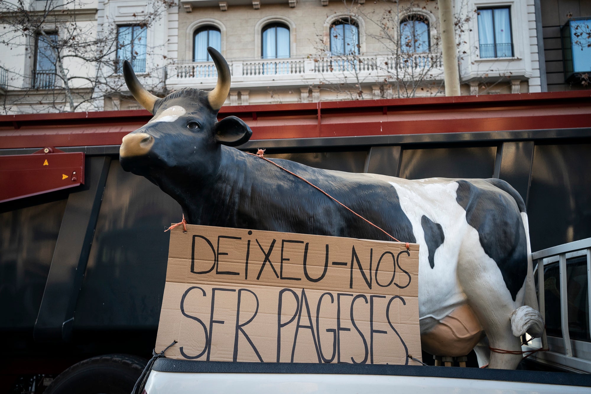 Imatge de les protestes de la pagesia a Barcelona / Mireia Comas