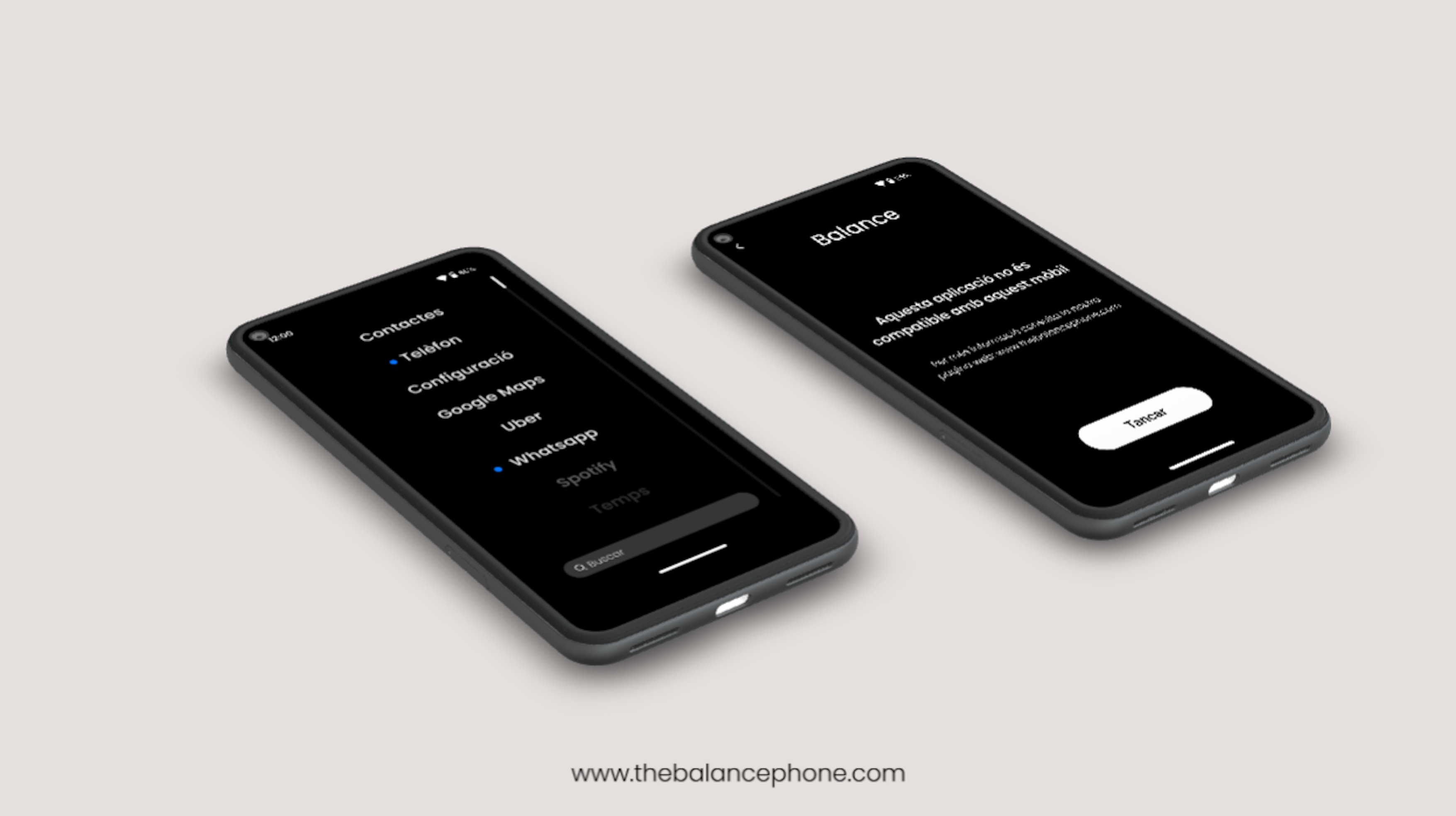 Imatge de dos telèfons mòbils amb l'aplicació Balance Phone instal·lada / Balance Phone