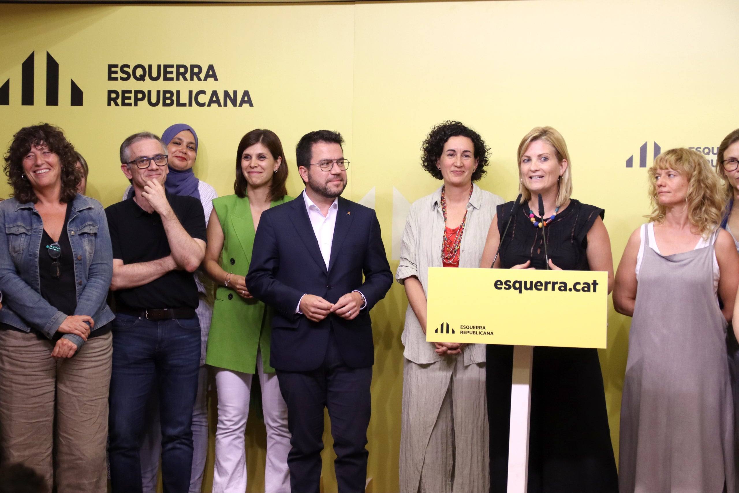 L'executiva d'Esquerra Republicana de Catalunya en la presentació del preacord amb el PSC per a la investidura de Salvador Illa / ACN