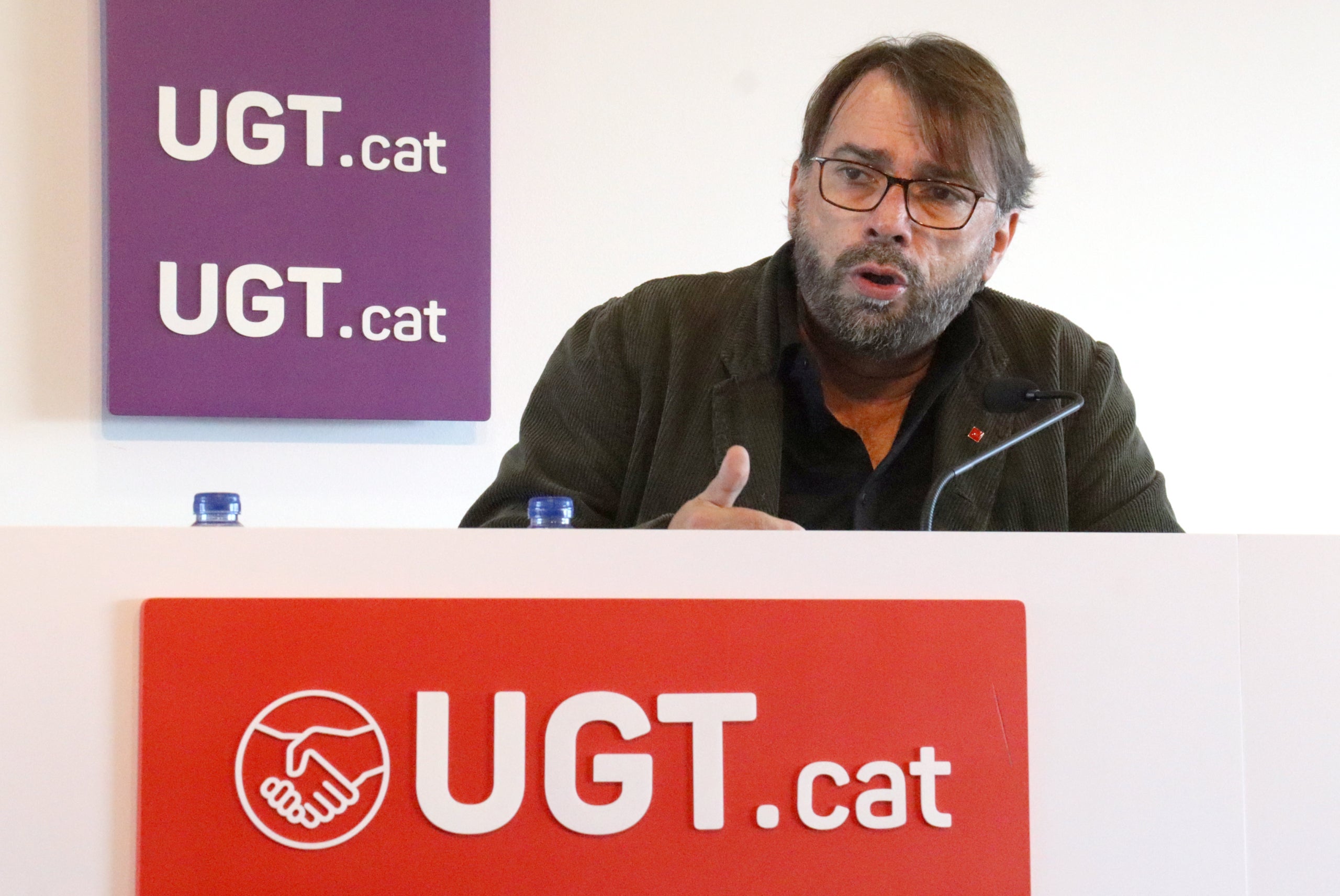 El secretario de la UGT de Cataluña, Camil Ros, en una rueda de prensa | Aina Martí (ACN)