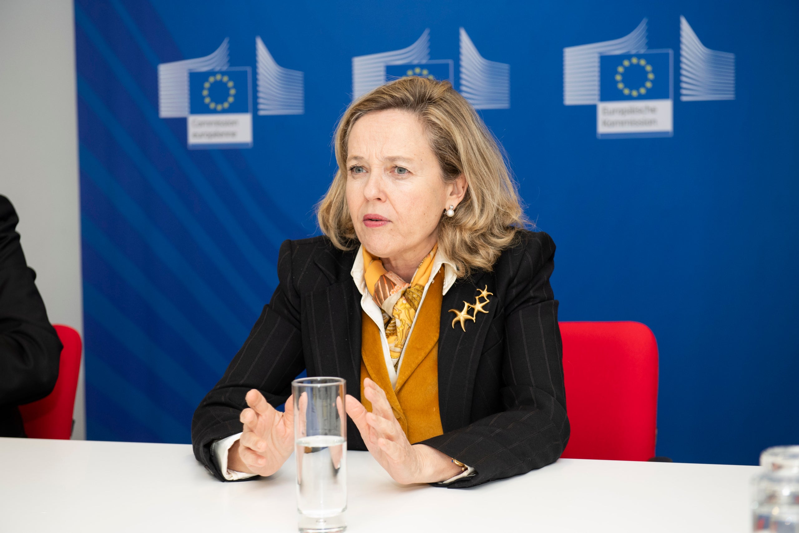 La presidenta del Banc Central Europeu (BEI), Nadia Calviño reunida a la Comissió Europea / Lucía Llargués Vilaldach (ACN)