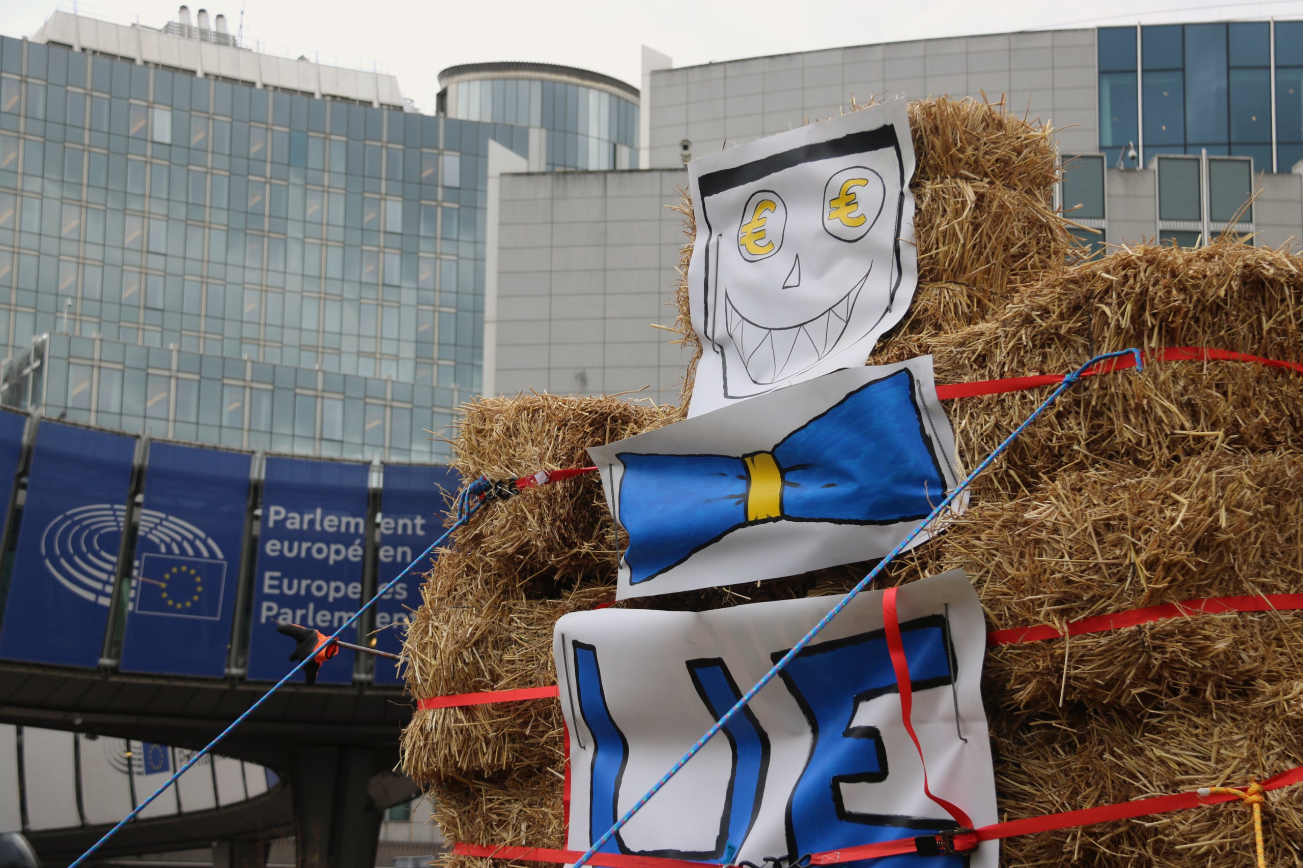 Imatge de la manifestació d'agricultors contra l'acord del MERCOSUR davant el Parlament Europeu / ACN