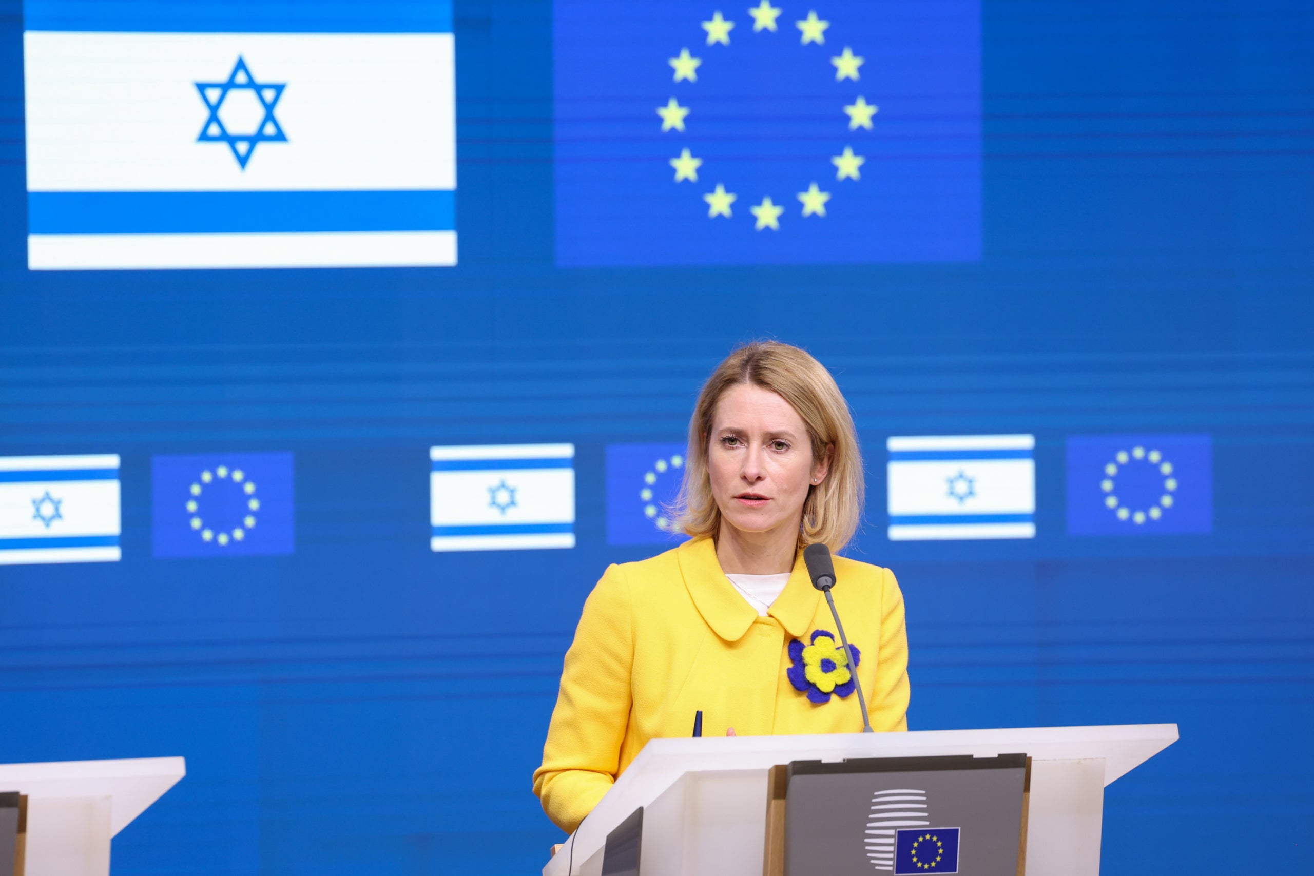 La cap de la diplomàtica europea, Kaja Kallas, després d'un reunió a Brussel·les / ACN