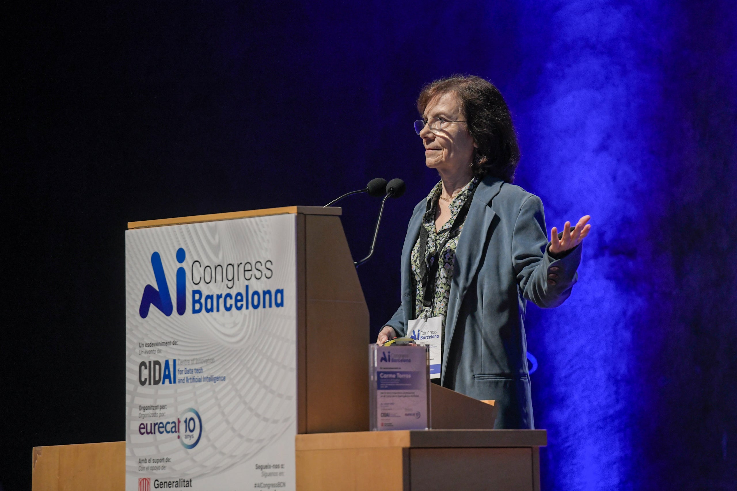 Carme Torras en la seva intervenció en l'AI Congress Barcelona / Imatge cedida per l'AI Congress Barcelona