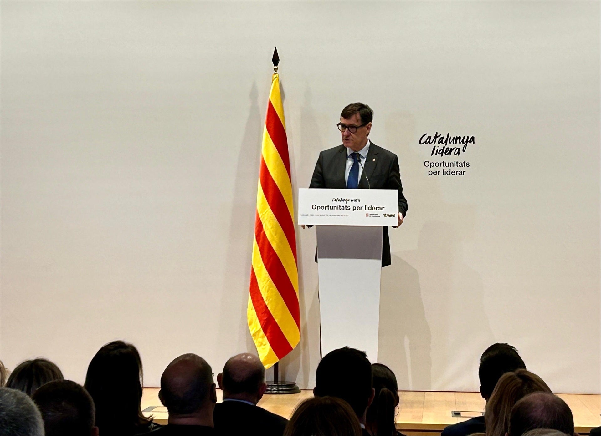 El president de la Generalitat, Salvador Illa, a una conferència a Sabadell / EP