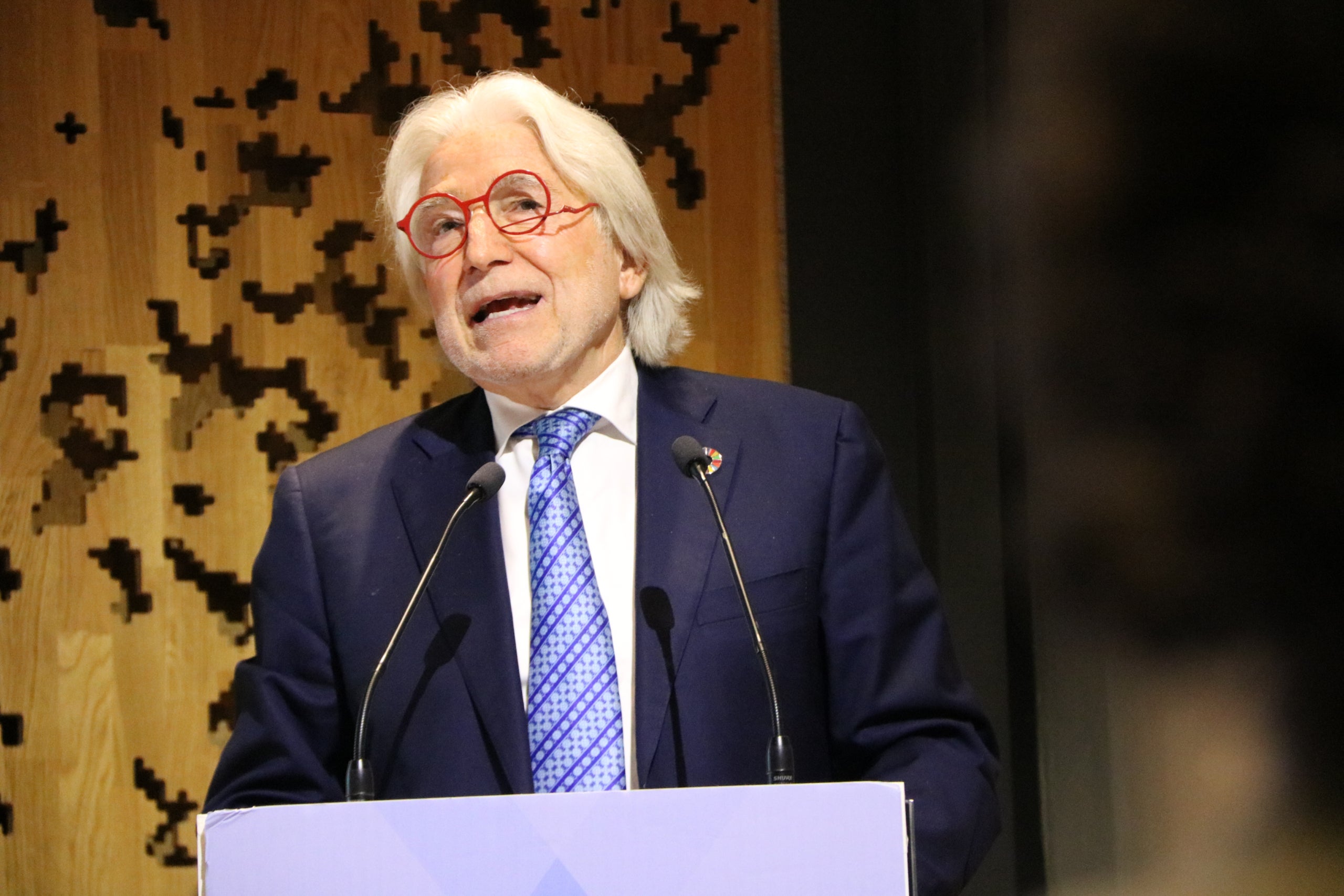 El president de Foment del Treball, Josep Sánchez Llibre, durant la presentació de l'informe de la SBEES sobre immigració / ACN