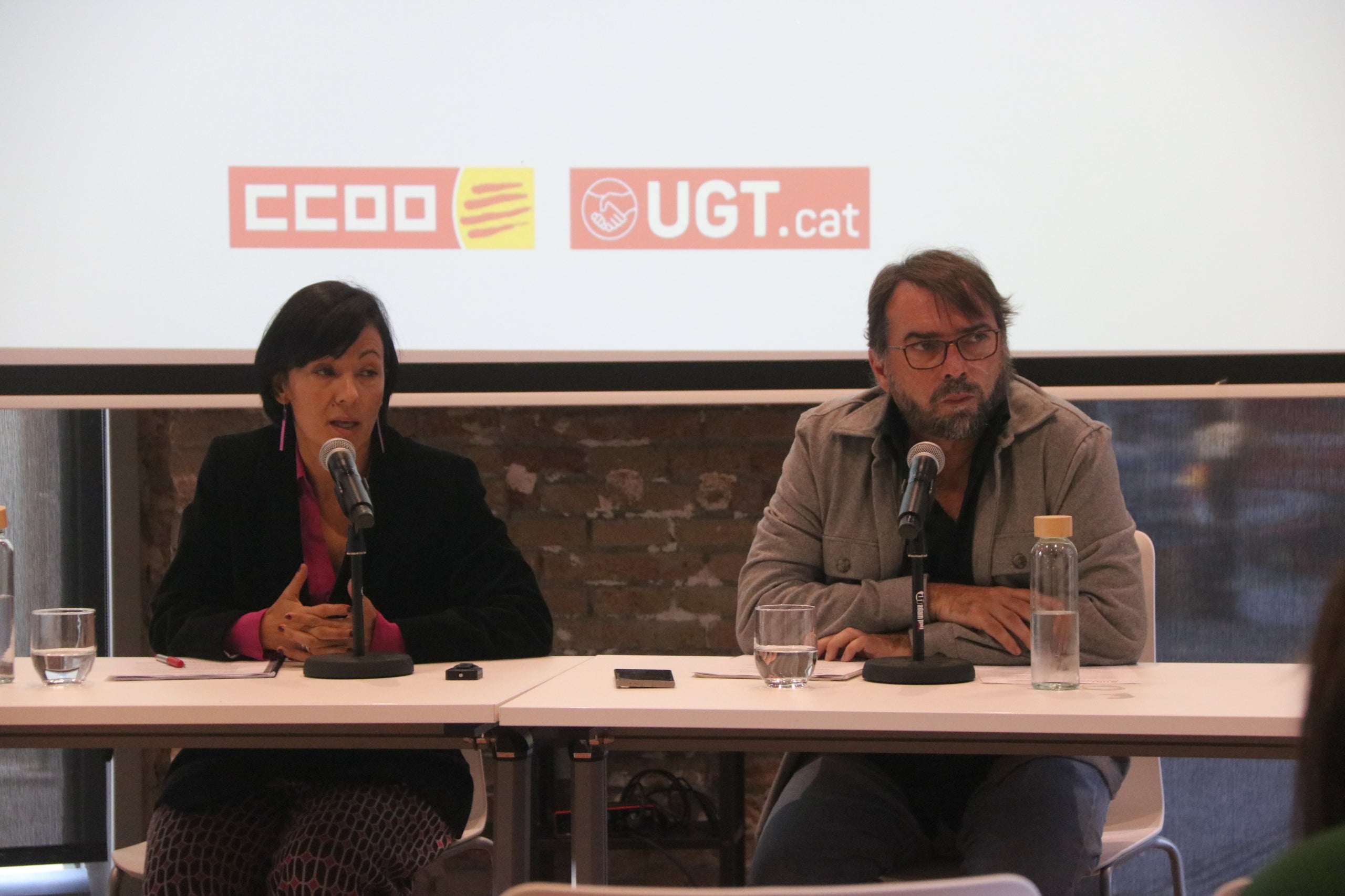 Els secretaris generals de la UGT, Camil Ros, i de CCOO, Belén López / AC