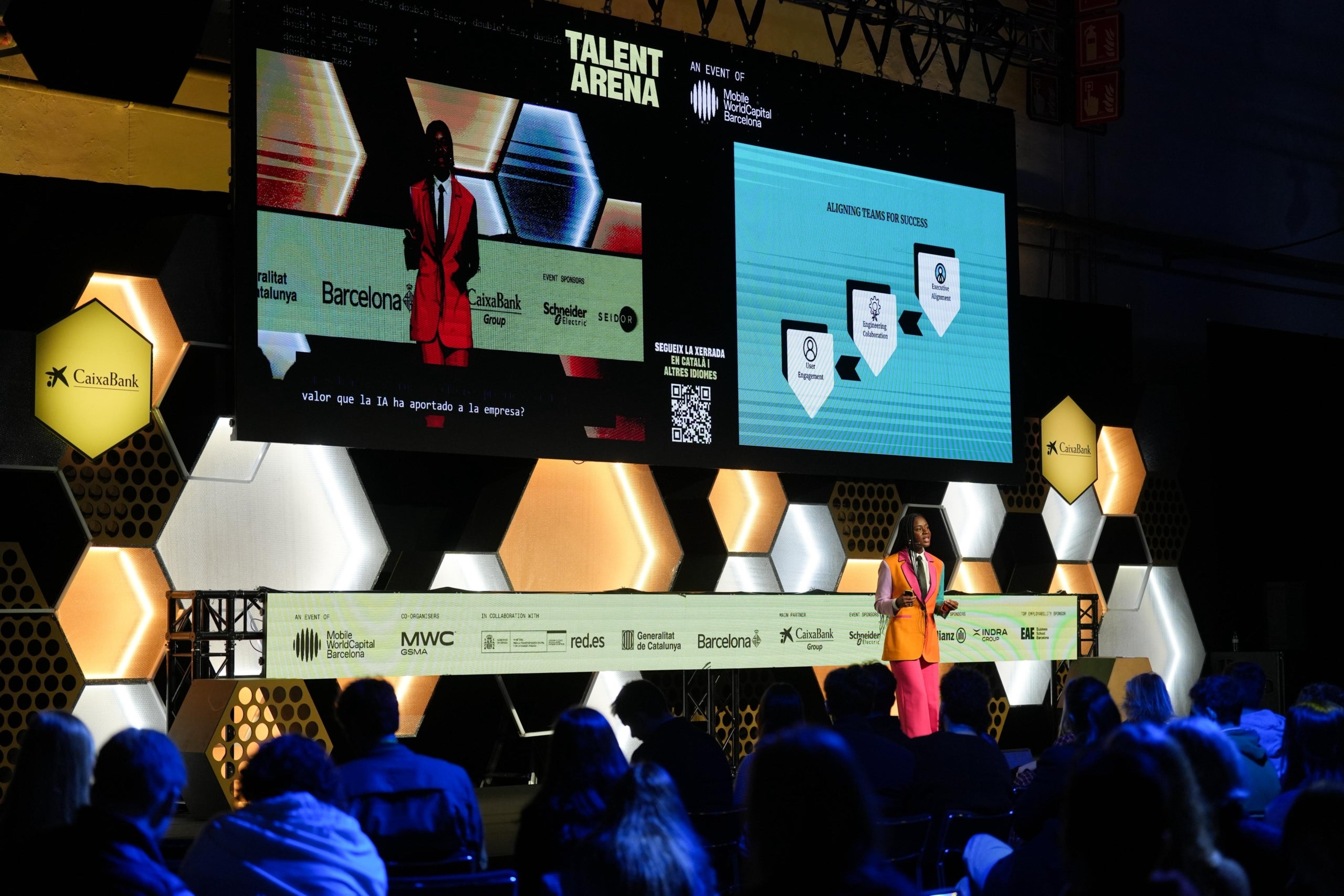 Tammy Okwara, arquitecta de solucions cloud a Microsoft, durant la seva ponència al Talent Arena de l'MWC / MWCapital