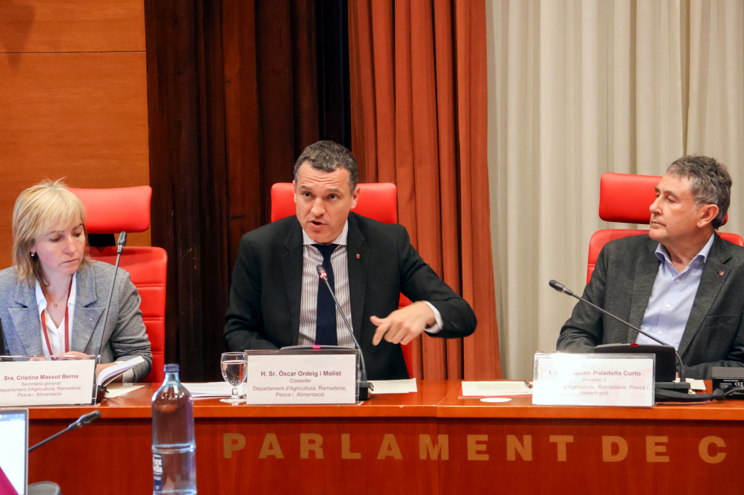 El conseller d'Agricultura, Òscar Ordeig, a la comissió sectorial del Parlament / ACN