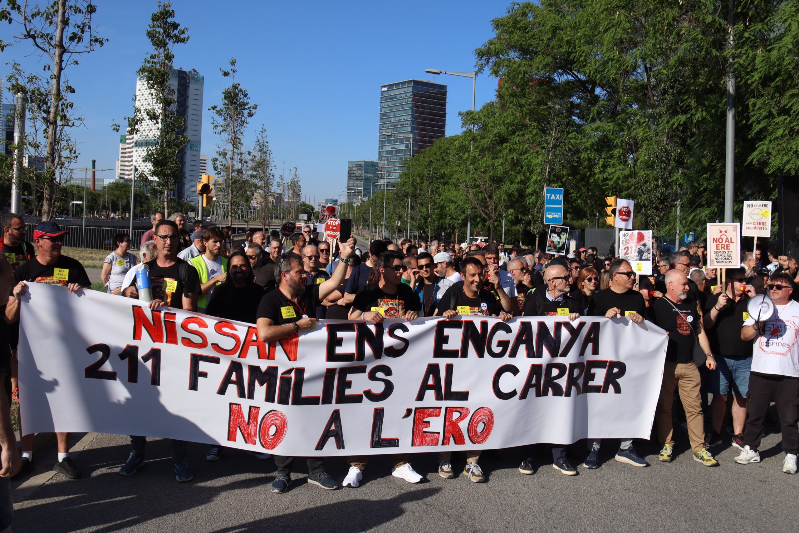 Protesta dels treballadors de Nissan contra l’expedient de regulació de l’ocupació (ERO) que l'automobilística està impulsant i que podria afectar més de 200 persones a Catalunya / Aina Martí (ACN)