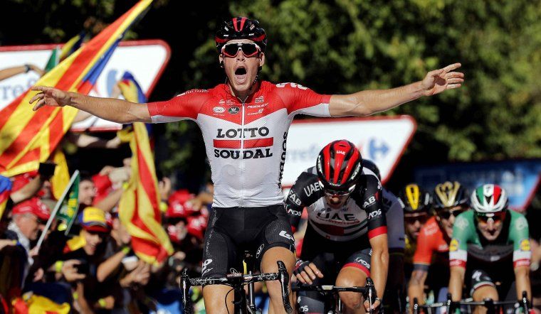 Jelle Wallays, guanyador de la divuitena etapa de la Vuelta a España.