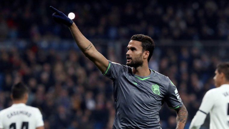 Willian José, davanter de la Reial Societat, celebra el seu gol contra el Madrid.
